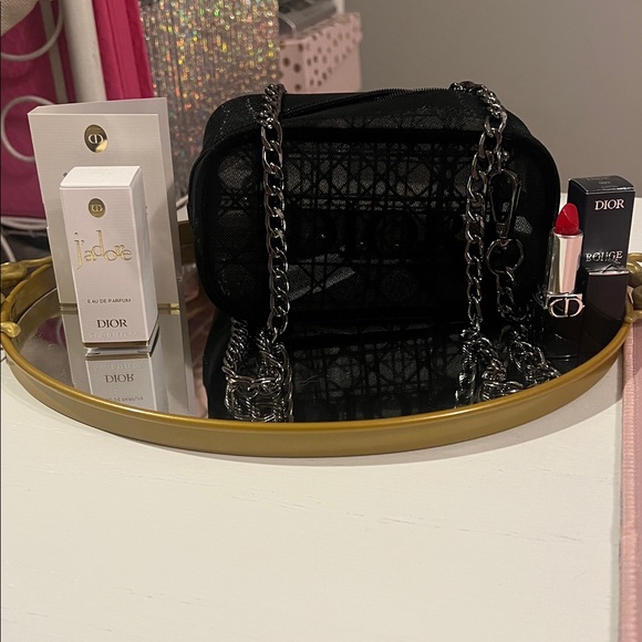 Dior Handbags - Dior Black Mesh Pouch with 47 inch Chain Added- More